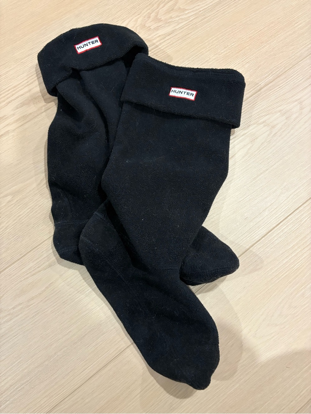 Hunter Black Fleece Boot Socks with Logo Cuff